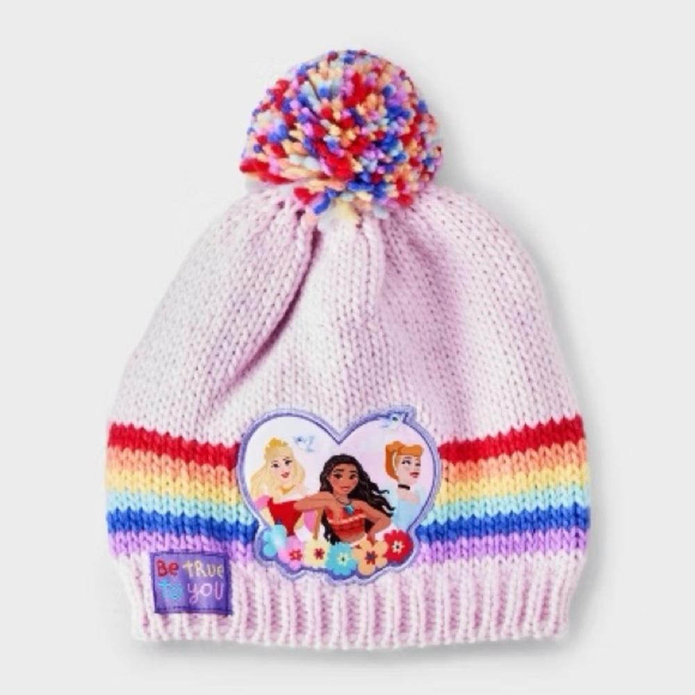 Disney Pink and Red Knit Hat with Pom-Pom - Picture 1 of 3